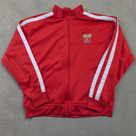 AS Sports Maryland Terrapins Track Jacket Mens XL Red White Stripe Full Zip — photo 2